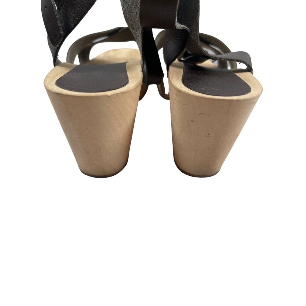 Novacas Wooden Strap Clog Vegan Leather Sandals Chocolate Brown Women’s Sz 42/11 - Picture 7 of 9